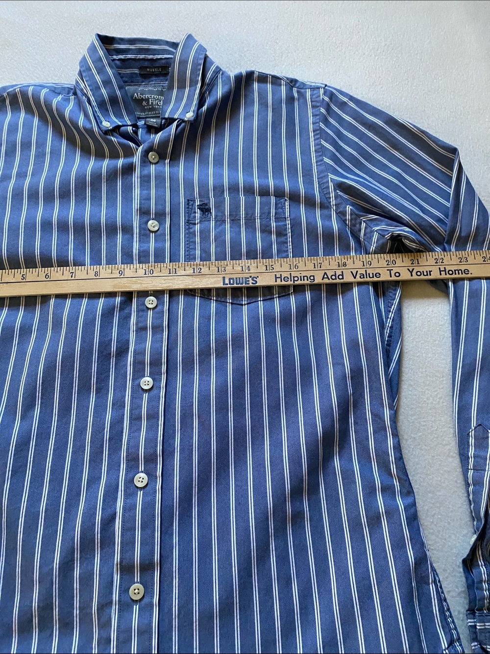Abercrombie and Fitch men's button-down dress shirt dressy medium blue white - Picture 3 of 9
